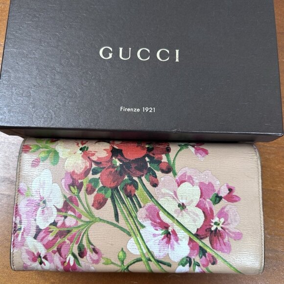 GUCCI Women's Long Wallet Nice Flora Leather White Used - Picture 2 of 12